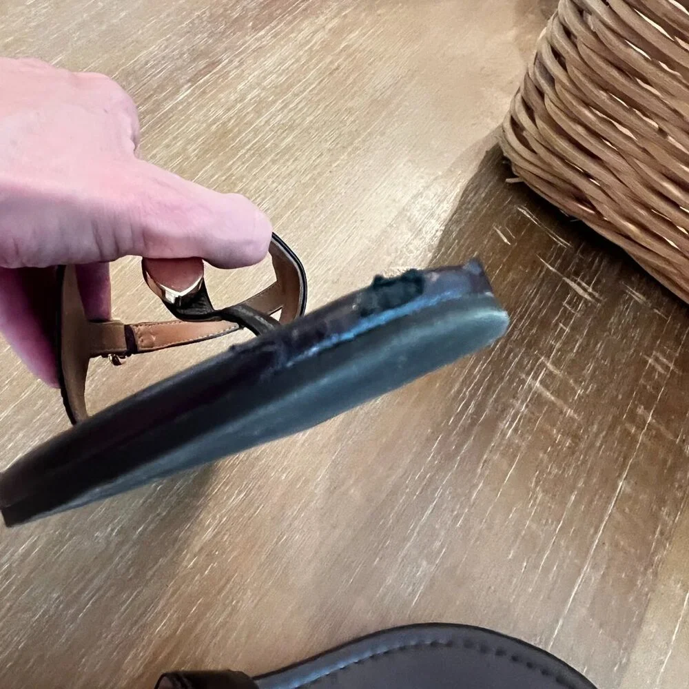 Coach Cassidy Iridescent Oxblood Pearl Leather Sandals - Picture 8 of 12